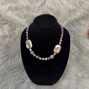 Vintage Chunky Jasper Statement Necklace; Genuine Large Handmade Stone and Bead